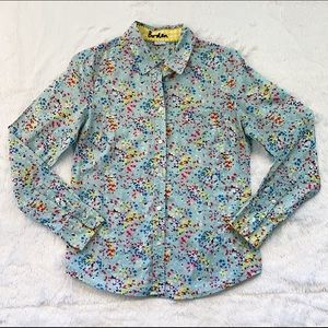 NWOT Light Blue Boden Floral Button Up